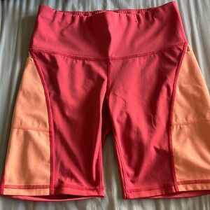 long high rise pink biker shorts